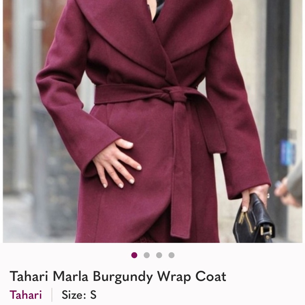 Tahari Burgundy Wrap Coat